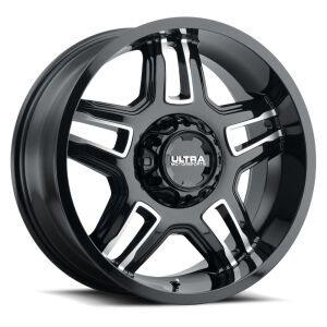 153 ARMAGEDDON 6 LUG GLOSS BLACK W DIAMOND CUT ACCENTS