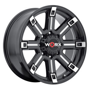 Triton 8 Lug - 806BM - Gloss Black w/ Milled Highlights - Lug Nuts Are Exposed